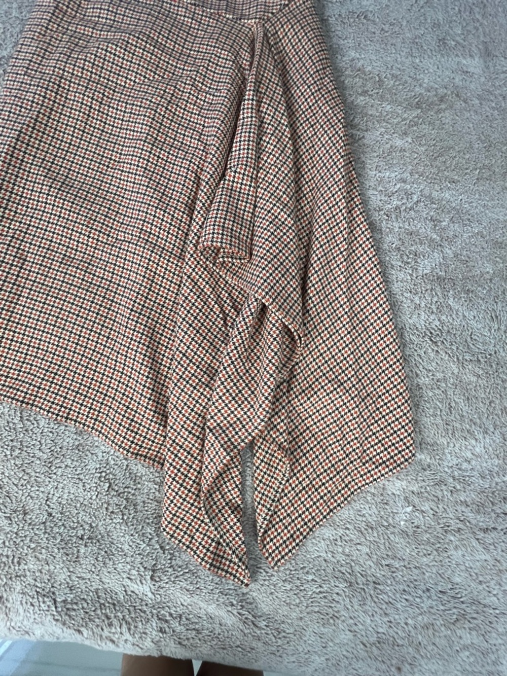 Talbots Brown Houndstooth Asymmetrical Midi Skirt Size 2 - Picture 8 of 11